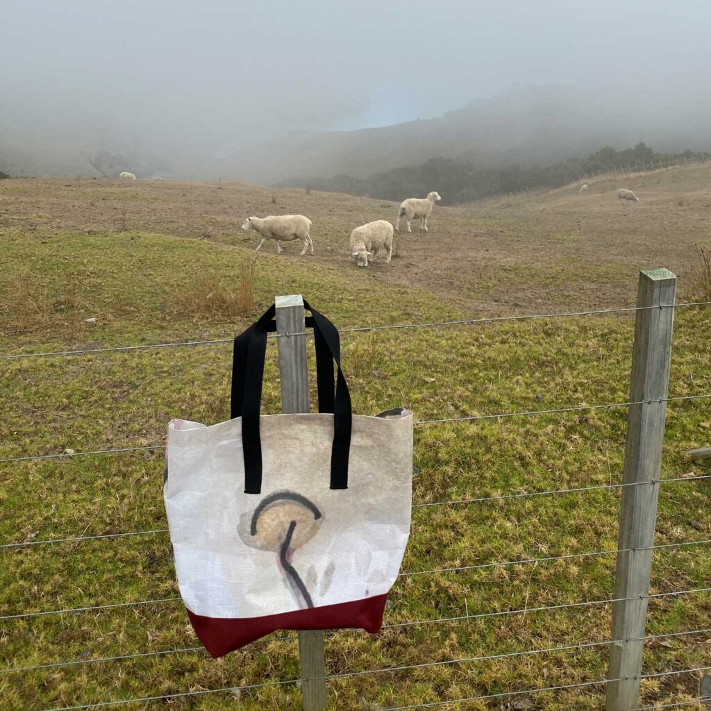 Mulepose på indhegning fold med får