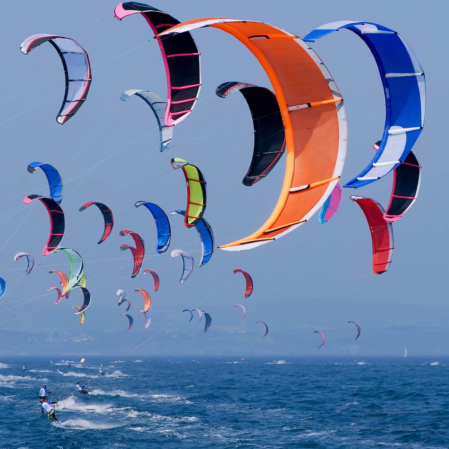 Kite surfing  on the sea